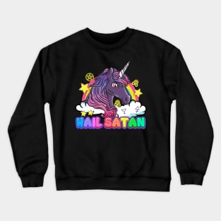 Hail Satan Unicorn I Satan Rainbow Pentagram design Crewneck Sweatshirt